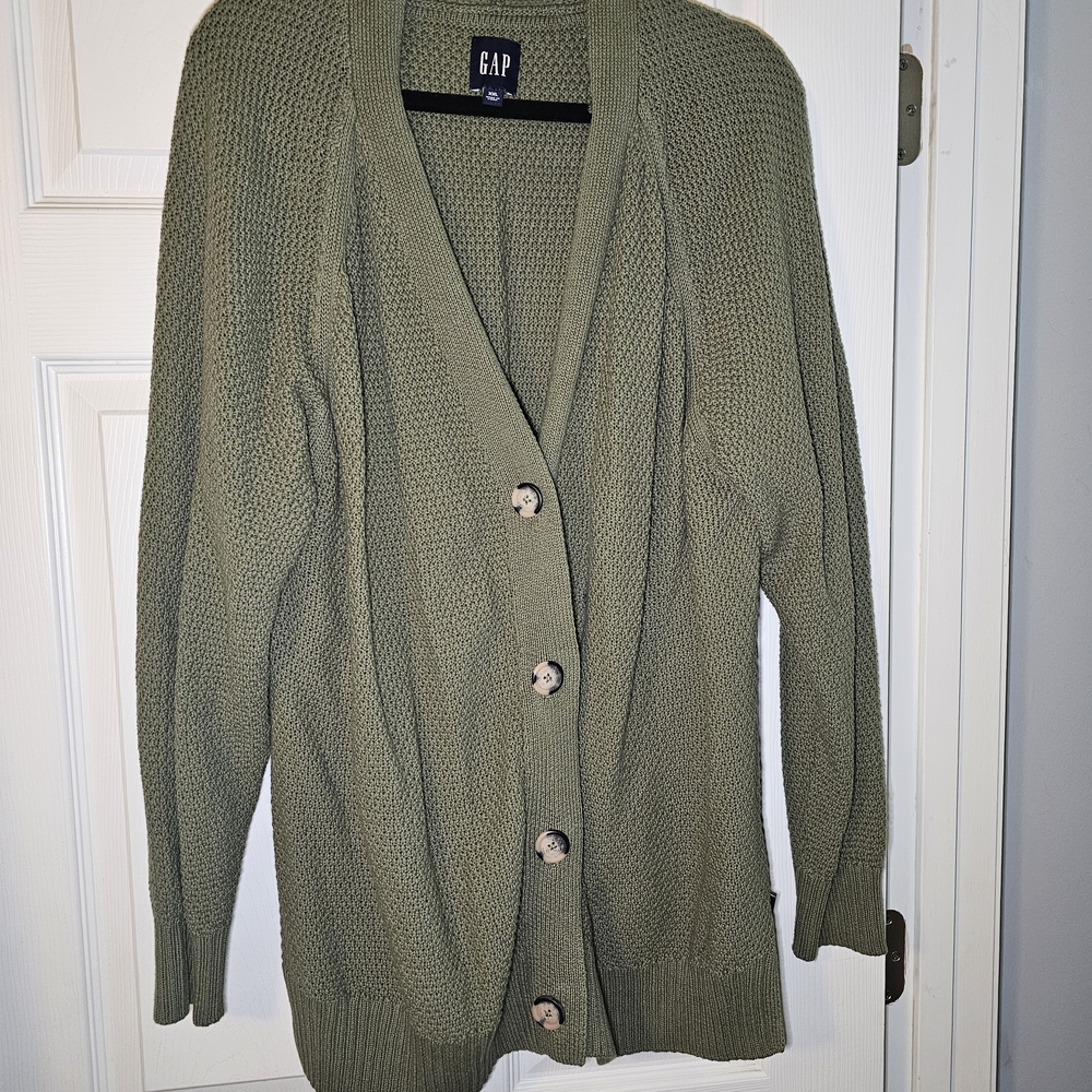 GAP Women's Sage Green Button-Up Cardigan